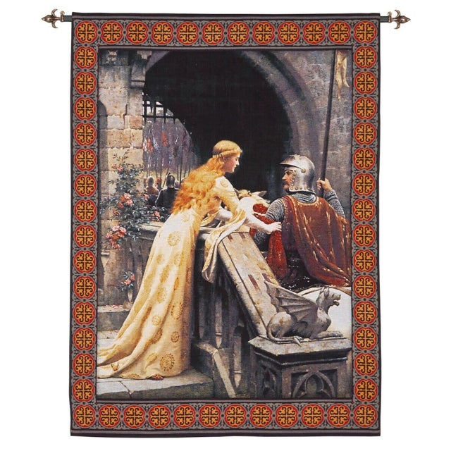 This tapestry is inspired from an original dated 1904, by British artist Edmund Blair Leighton (1853-1922). Leighton is...