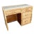 Boho Chic Wicker Inlaid Glass Top Writing Desk For Sale