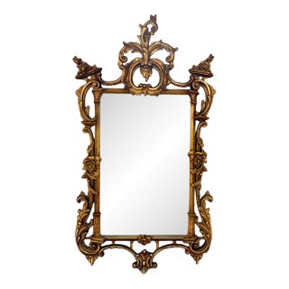 Early 20th Century French Louis XV Carved Giltwood Wall Mirror For Sale