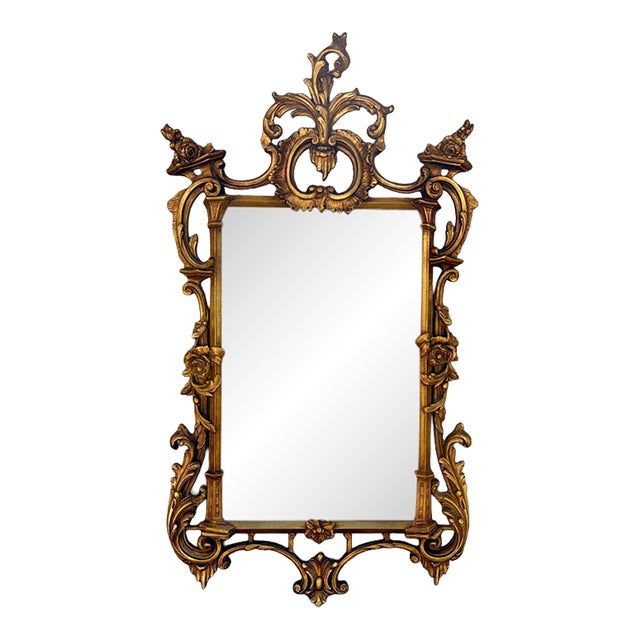 Early 20th Century French Louis XV Carved Giltwood Wall Mirror For Sale