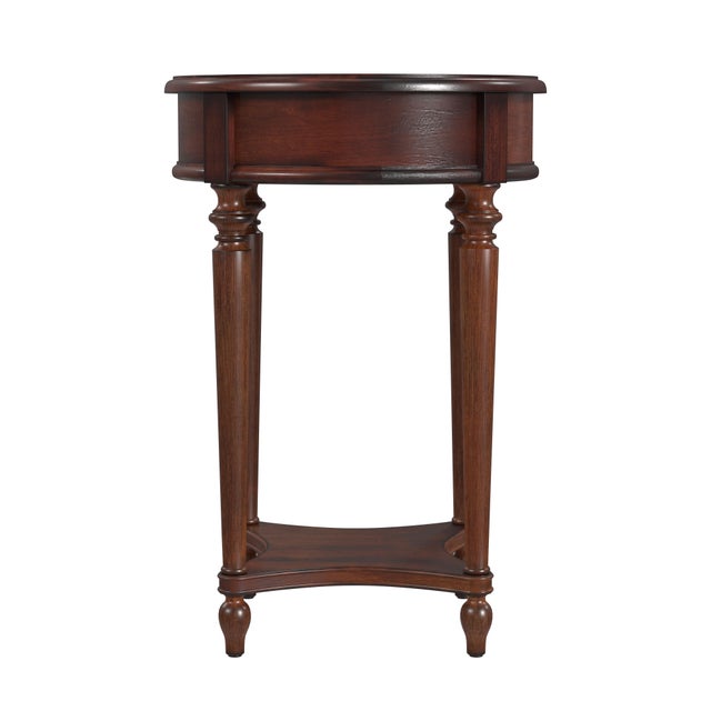 2020s Jules 1 Drawer Round End Table, Cherry Brown For Sale - Image 5 of 7