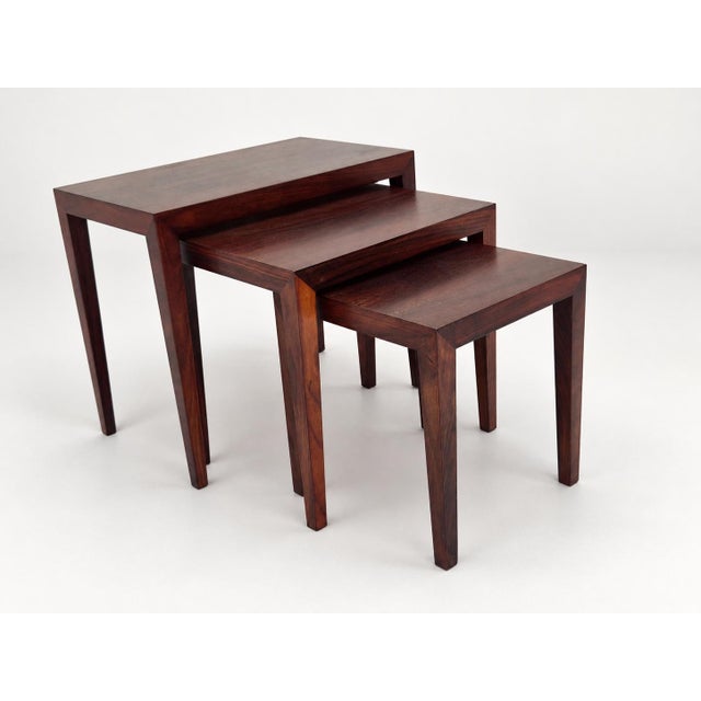 Severin Hansen Nesting Tables in Rosewood by Severin Hansen for Haslev Møbelsnedkeri, Denmark, 1960s, Set of 3 For Sale - Image 4 of 14