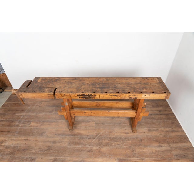 Rustic Early 20th Century Rustic Console Table Workbench For Sale - Image 3 of 17