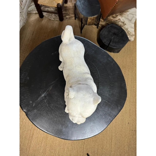Antique French Bulldog Sculpture | Early 20th Century Plaster & Metal Figure, Circa 1910–1920 For Sale - Image 9 of 12