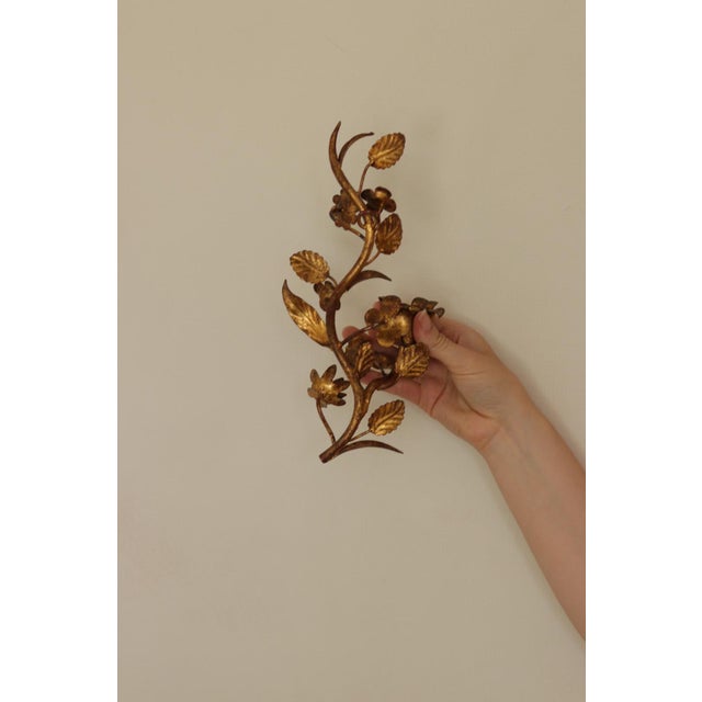 Metal Mid-Century Italian Gilded Metal Sconces, Set of 2 For Sale - Image 7 of 17