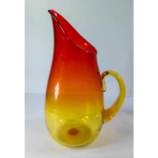Mid-Century Modern Mid-Century Amberina Art Glass Water Pitcher by Blenko For Sale - Image 3 of 10