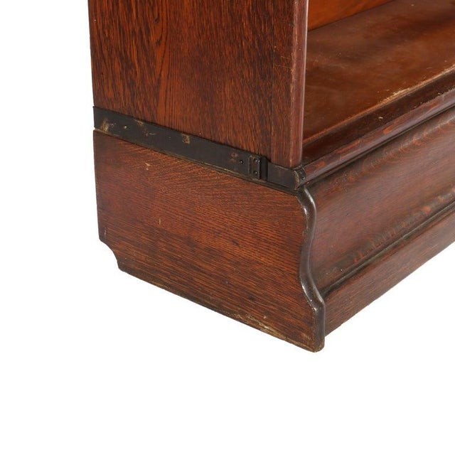 Brown Antique Arts & Crafts Oak 3 Stack Barrister Bookcase Circa 1920 For Sale - Image 8 of 9