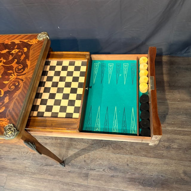 Traditional French Marquetry Belle Epoque Game Table For Sale - Image 3 of 18