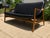 Mid-Century Modern Modern Mid Century Style Sofa Black Leather Walnut Frames For Sale - Image 3 of 3