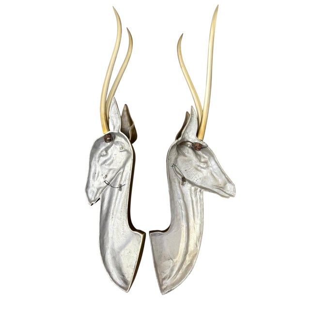 Brass Large Pair of Mid-Century Modern Anodized Aluminum Gazelle Wall Sculptures by Pendergrast Products, San Francisco For Sale - Image 8 of 9
