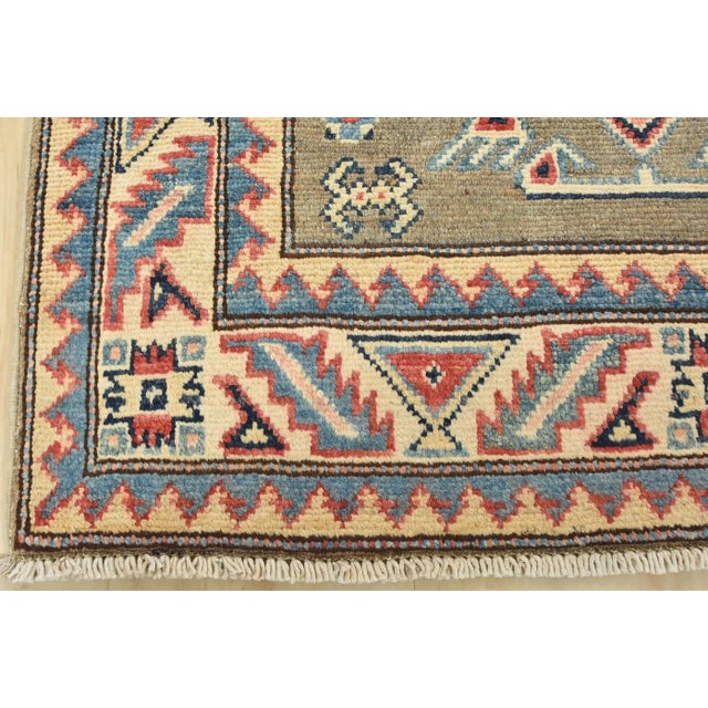 Kazak Runner 2’8” X 9’8” Brown Wool Tribal Hand-Knotted Oriental Rug For Sale - Image 9 of 12