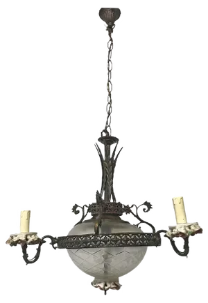 Italian Vintage Capodimonte Porcelain Bronze Chandelier