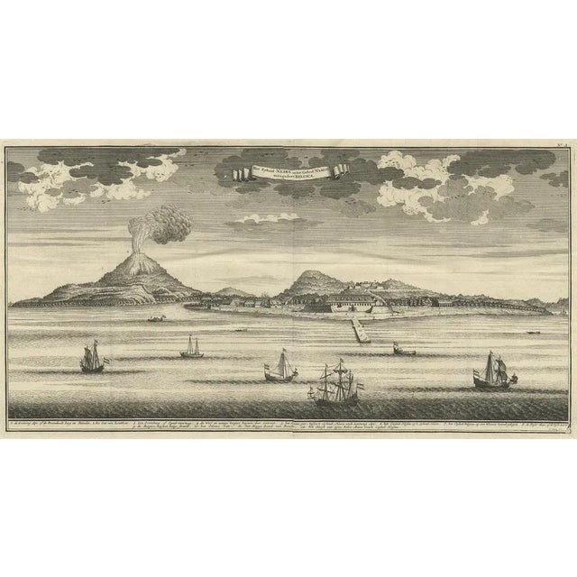 View of Spice Island Banda Neira with Fort Nassau, 1726, Paper For Sale - Image 3 of 6