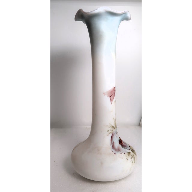 Late 20th Century Lovely Tall Vintage Hand-Painted Porcelain Vase For Sale - Image 5 of 18