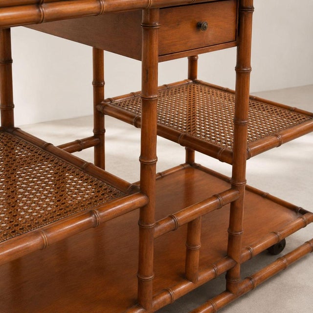 Italian Wood and Vienna Straw Sideboard with Extensions, 1970s For Sale - Image 6 of 9