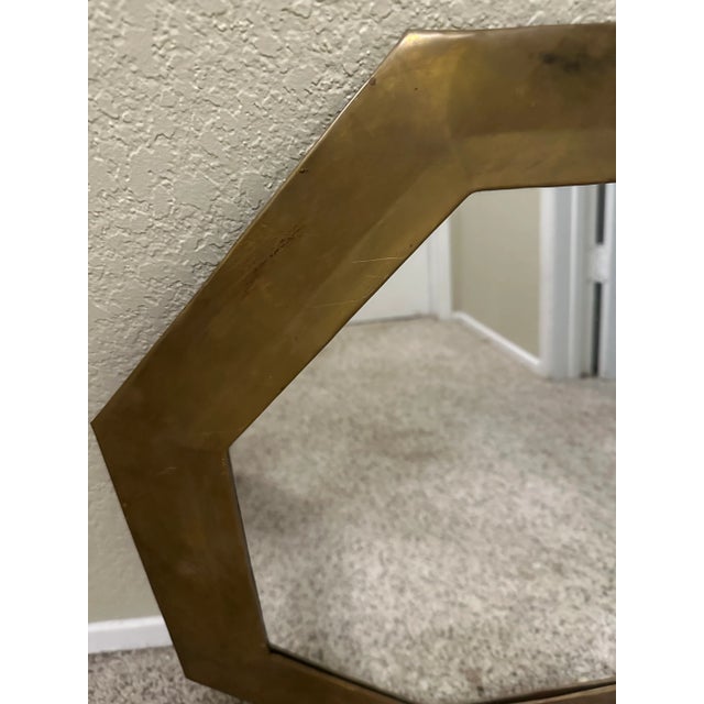 70s VTG real Brass Octagonal Wall Mirror - Hand-Crafted. For Measurements see pics.
