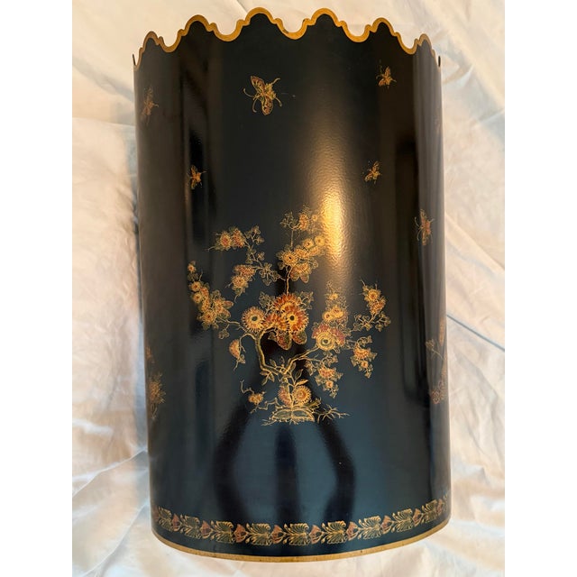 Mid-Century Modern Pair of Vintage Italian Hand-Painted Chinoiserie Tole Accessories for Bergdorf Goodman For Sale - Image 3 of 11