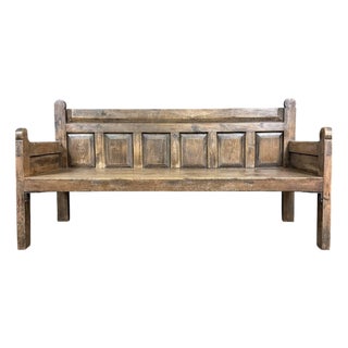 Antique Spanish Wooden Bench, 19th Century For Sale
