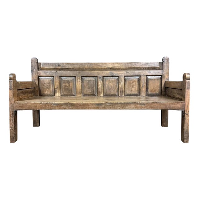 Antique Spanish Wooden Bench, 19th Century For Sale