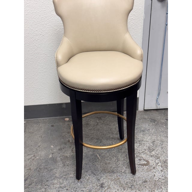 Century Furniture Century Furniture Tracy Leather Swivel Bar Stool For Sale - Image 4 of 12
