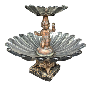 Fostoria Tiered Compote Cherub Serving Dish Starburst Smoky Gray Quartz