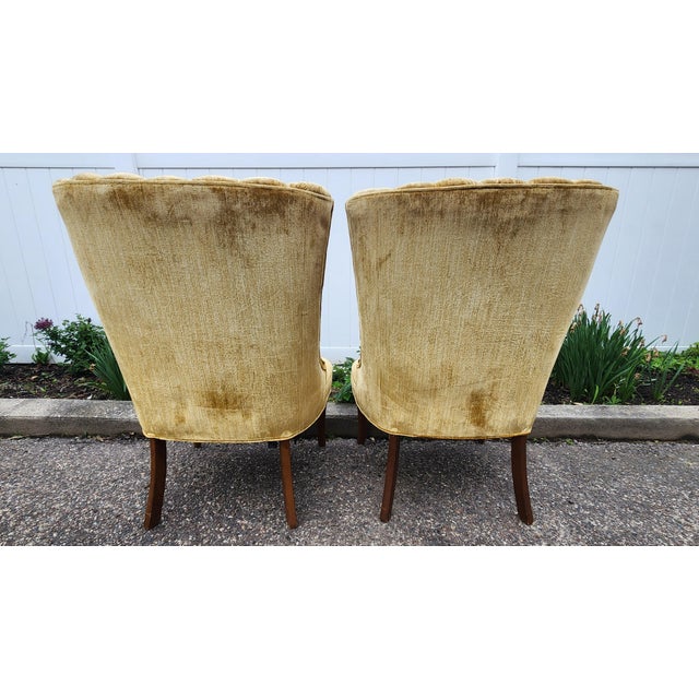 Goldenrod Pair of Vintage Hollywood Regency Shell Back Slipper Chairs, 1940s Style For Sale - Image 8 of 18