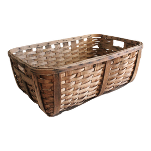 19th Century Antique French Splint Laundry Basket/Ext LRG