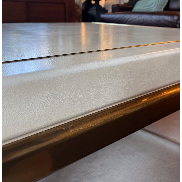 Asian Vintage Ming Leather and Brass Coffee Table For Sale - Image 3 of 6