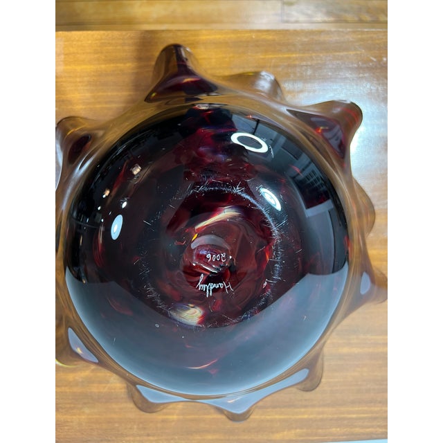 2006 Handley Signed Scalloped Edge Glass Bowl | Chairish