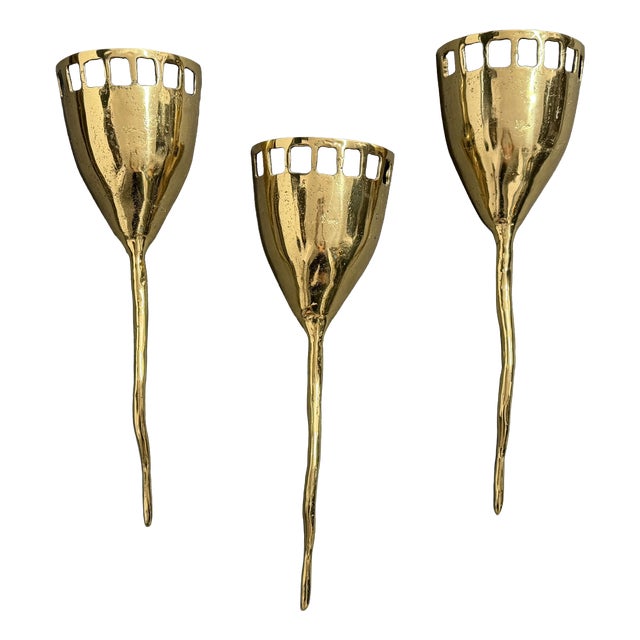 Vintage Brutalist Sconces in Bronze by David Marshall, 1980s., Set of 3 For Sale
