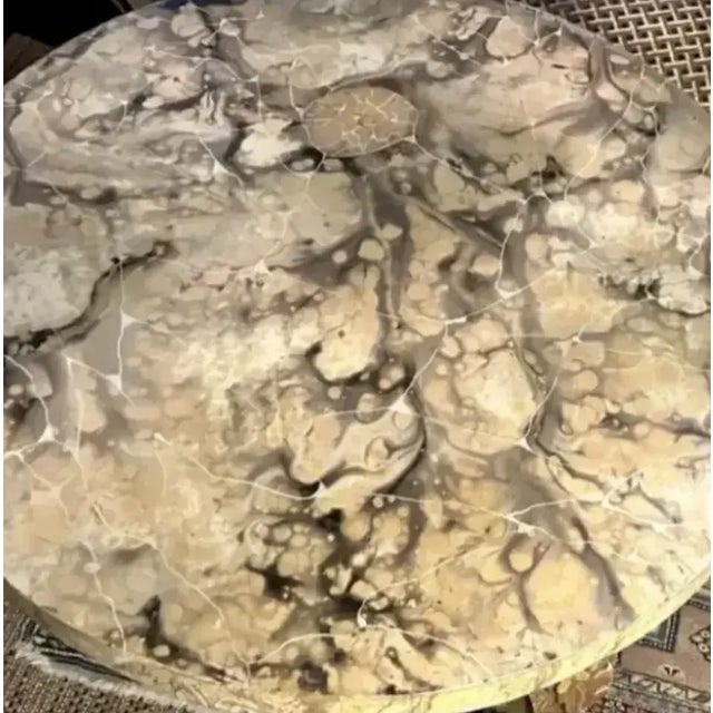 Antique Gilt Wood French Style Round Center Table With Faux Marble Wood Top For Sale - Image 10 of 10