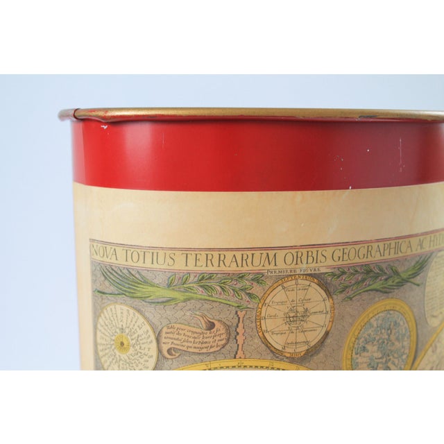Metal Vintage Keller Charles of Philadelphia Waste Basket “The World in Hemisphere” For Sale - Image 7 of 11