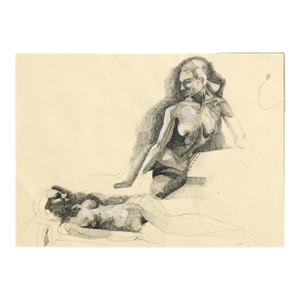 Michael William Eggleston Two Nudes Realism Pencil and Gouache on Paper Circa 1980s