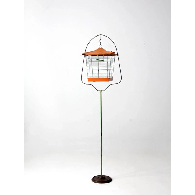 Mid-Century Bird Cage With Stand For Sale - Image 10 of 13