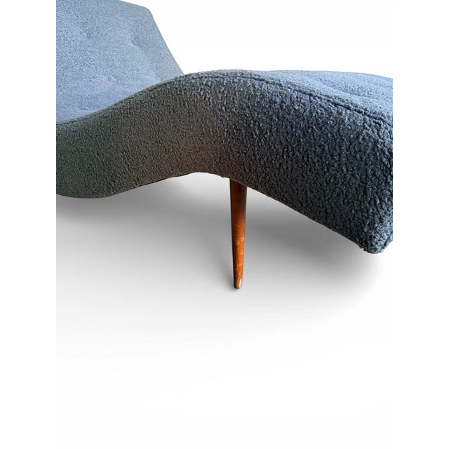 Blue Attributed to Adrian Pearsall Wave Chaise Lounge Chair – Mid Century Modern Blue Bouclé For Sale - Image 8 of 16