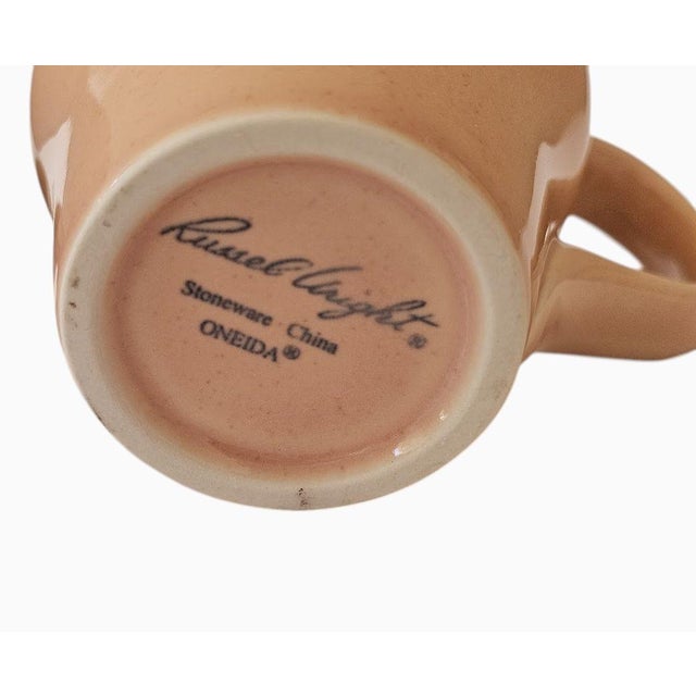Ceramic Russel Wright Oneida 4-1/2" Tall Mugs - Set of Two - Coral Pink - Euc - New - Unused For Sale - Image 7 of 9