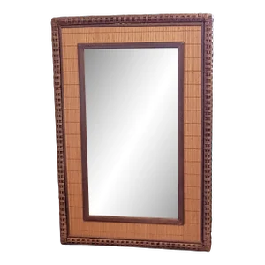 Mid-Century Bamboo Woven Frame Mirror