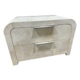 Restoration Hardware Parchment Leather Nightstands For Sale