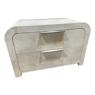 Restoration Hardware Parchment Leather Nightstands For Sale