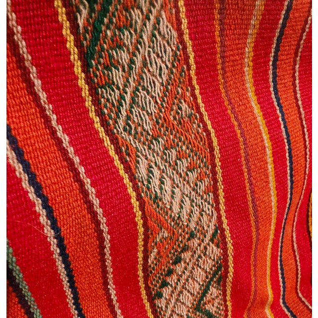 1960s Antique Andean Handwoven Wool Poncho Textile – Folk Art & Wall Décor For Sale - Image 4 of 6