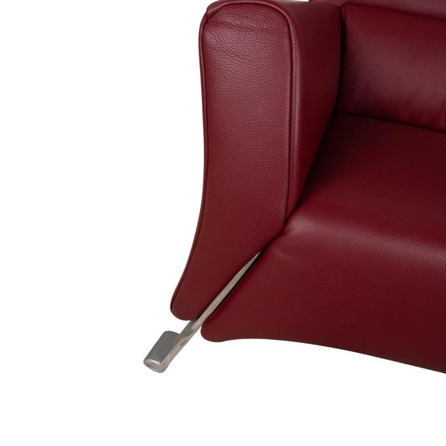 Set of Model 322 Lounge Chair and Ottoman in Bordeaux Red Leather from Rolf Benz For Sale - Image 6 of 18