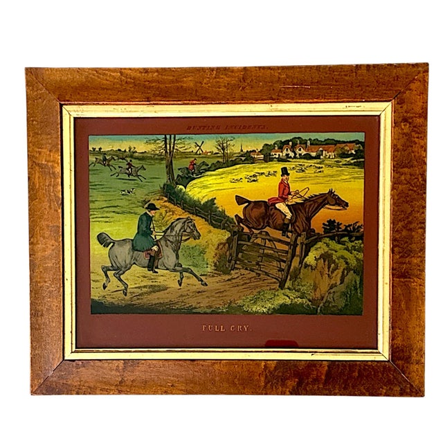 English Antique English Chromolithographs in Maple Frames - Hunting Incidents Series - A Pair For Sale - Image 3 of 9