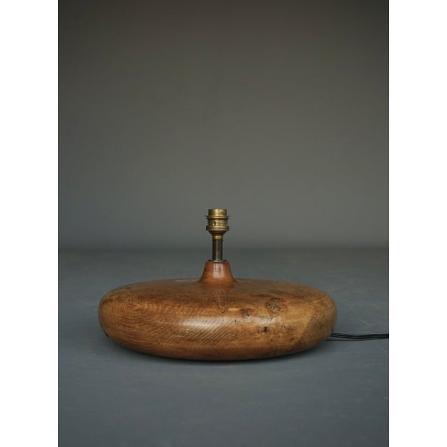 Mid-Century Modern French Turned Elm Wood Table Lamp, 1950s For Sale - Image 3 of 13