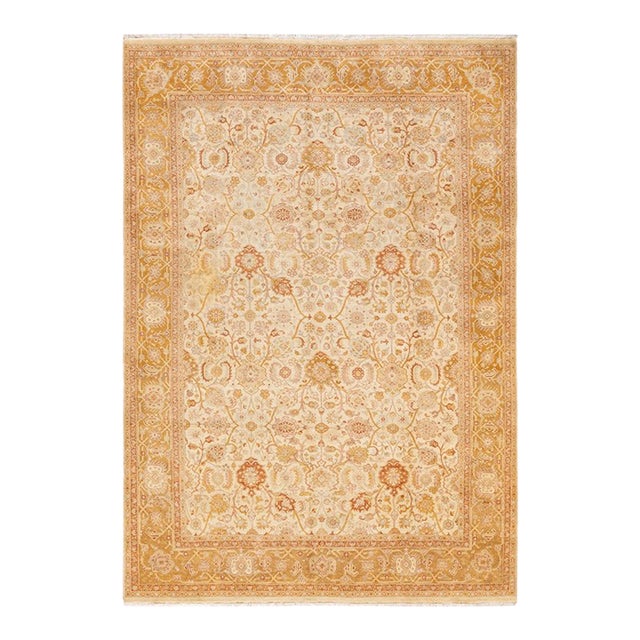 Mogul, One-of-a-Kind Hand-Knotted Area Rug in Ivory, 6' 2" x 8' 9" For Sale