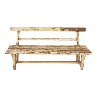 Antique Rustic Swedish Garden Bench For Sale