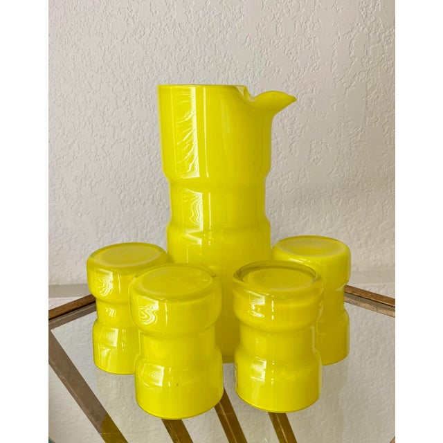 Mid 20th-Century Holt-Howard Neon Yellow Glass Cocktail Beverage Set - 5-Pieces For Sale - Image 10 of 13