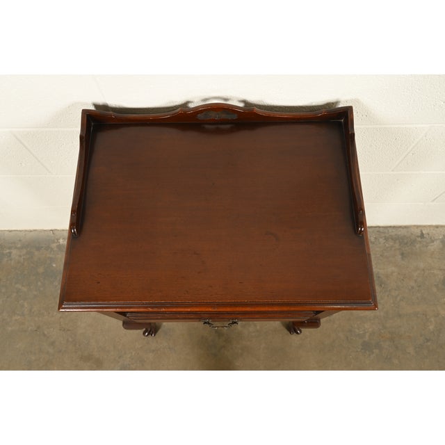 Kindel Furniture Kindel Furniture Queen Anne or Chippendale Carved Mahogany Nightstand, Circa 1950s For Sale - Image 4 of 13