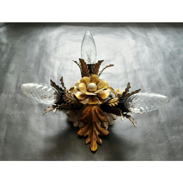 Vintage Hollywood Regency Florentine Gold-Plated and Silver-Plated Ceiling Lamps by Banci Firenze, Italy, 1960s, Set of 4 For Sale - Image 12 of 18