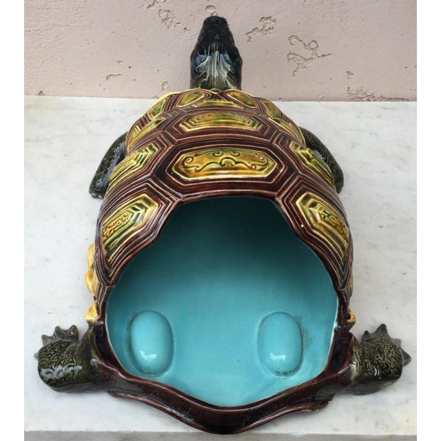 Ceramic Majolica Turtle Fountain Sarreguemines, Circa 1890 For Sale - Image 7 of 12