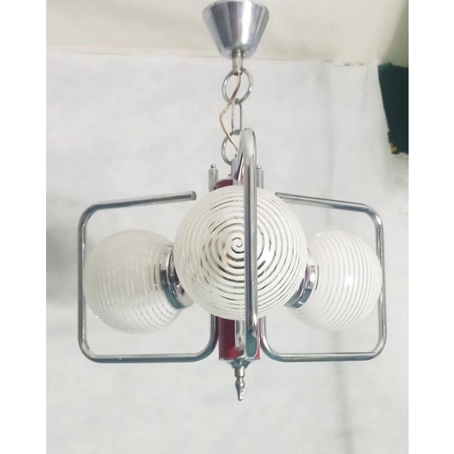 Funky Ceiling Lamp with Red Lacquered Metal Stem For Sale - Image 12 of 18